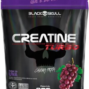 Creatine Turbo BlackSkull - Creatina Monohidratada em pó, com carboidrato para melhor absorção e performance (300g Refil, Uva)