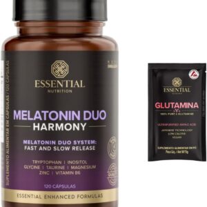 61kECAPS2yL._AC_SL1080_.jpg Melatonina Duo Harmony - Essential Nutrition 120 Cápsulas + Amostra (Fórmula c/Triptofano, Vitamina B6, Zinco, Magnésio, Taurina, Inositol)-radardasaude