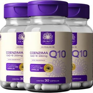 Coenzima Q10 200mg Ca.nuts | Ubiquinona COQ10 Premium Ultra concentrado (3 Potes - 90 Cápsulas)