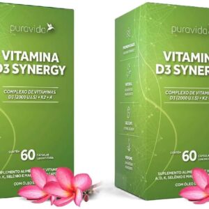 61zPWElTLDL._AC_SL1000_.jpg Kit 2 Und - Vit. D3 Synergy 60 Caps. De 1200mg - Pura Vida-radardasaude