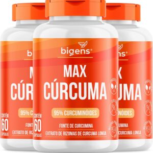 Max Cúrcuma, 95% Curcuminóides, Curcumina, Biogens, Kit 3 x 60 Cápsulas-radardasaude