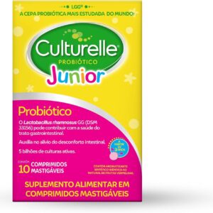 71LpJMDL4ZL._AC_SL1500_.jpg Culturelle Junior, Probiotico, Infantil, Sabor Frutas Vermelhas, 10 Comprimidos Mastigáveis-radardasaude