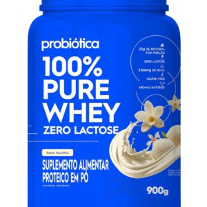 71lwXscELcL._AC_SL1500_.jpg Probiótica 100% Pure Whey Zero Lactose - Sabor Baunilha Pote 900g