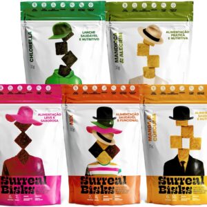 Kit 5 Snacks Proteícos - 1 Mix Sabores Variados + 4 Snacks Beterraba, Chlorella, Manga/Cúrcuma e Mandioca/Alecrim - Vegano, Sem Glúten e Lactose - 35g Surreal Bisks-radardasaude