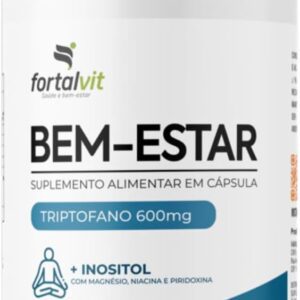 515yakOpQ2L._AC_SL1080_.jpg L-Triptofano 600mg + Inositol, Magnésio e Vitaminas B3 e B6, BEM-ESTAR - Longa Duração: 2 Meses de Uso,120 Cápsulas, Fortalvit-radardasaude