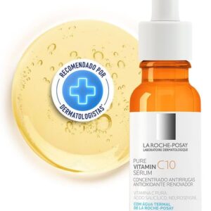 La Roche-Posay Pure Vitamine C10, Vitamina C Pura, Concentrado renovador e corretor, Ácido Hialurônico, Antioxidante, Antirrugas, Rugas e Linhas Finas-radardasaude