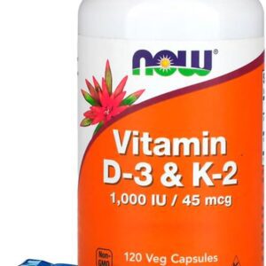 Vitamina D.3 com K.2 Now Foods 120 Cap + Porta Cápsulas-radardasaude