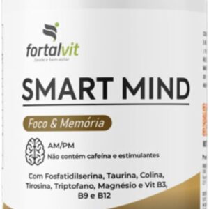 SMART MIND - Nootrópico 90 Cápsulas, Fosfatidilserina, Taurina, Colina, Tirosina, Triptofano, Magnésio e Vit B3, B9 e B12, Função Cognitiva, Fortalvit