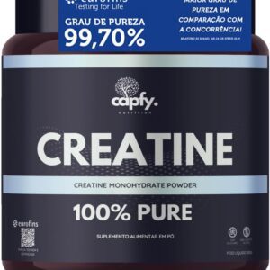 Creatina 100% Pura 300g Monohidratada Premium Capfy. Importada com Laudo de Pureza Eurofins Suplemento para Ganho de Força Massa Muscular Zero Lactose Sem Açúcar e Sem Gluten