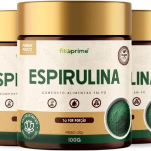61AgGibrzgL._AC_SL1200_.jpg KIT3 Espirulina 100% Pura em Pó 100g-radardasaude