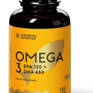 Ômega 3 Alta Concentração, Elemental Nutrition, Com EPA 720mg e DHA 480mg - 120 Softgels-radardasaude