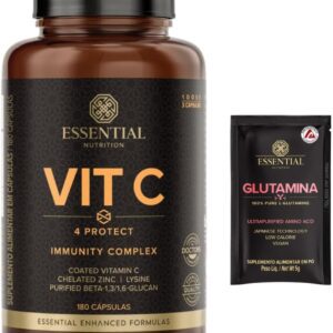 Vit C 4 Protect - Vitamina C - com Lisina e Zinco Quelado - 180 Cáps entéricas - Essential Nutrition + Amostra-radardasaude