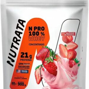 Whey Protein Npro - 900g Refil Morango - Nutrata-radardasaude