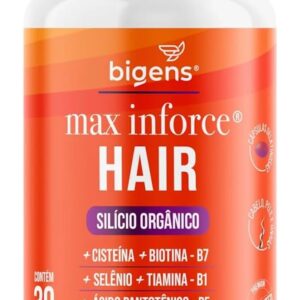 61LiTaAb0tL._AC_SL1200_.jpg Max Inforce Hair, Silício Orgânico, Cisteína, Selênio, Ácido Pantotênico, 30 Cápsulas, Bigens-radardasaude