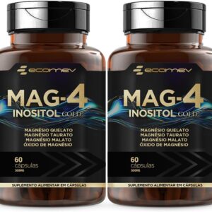 2x Mag4 Magnesio Dimalato Quelato Taurato Oxido + Inositol 500Mg 120 Cápsulas - Ecomev-radardasaude