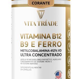 61UIaoJujjL._AC_SL1500_.jpg Vitamina b12 Metilcobalamina 412% 9,9mcg + Acido Fólico 150% + ferro 100% - 90 Cáps - Vita Tríade