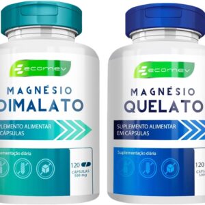 Kit Magnesio Dimalato + Quelato 100% Puro Concentrado 500mg 240Cáp Ecomev-radardasaude