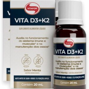 61xm9LjAn4L._AC_SL1200_.jpg Kit 2 Vita D3 + K2 Vitafor 20ml Menta-radardasaude
