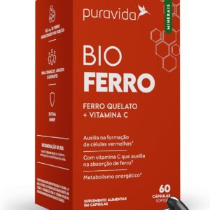 Puravida Vitaminas Bio Ferro Quelato Bisglicinato + Vitamina C 60 Cápsulas-radardasaude