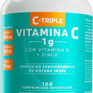 Divina Pharma C-Triple - Vitamina C 1G + Zinco 10Mg + Vitamina D 400Ui X 100 Comprimidos