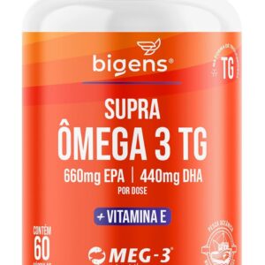 Supra Ômega 3 + Vitamina E, 660mg EPA | 440mg DHA, selo internacional de qualidade MEG-3®, 60 cápsulas, Biogens