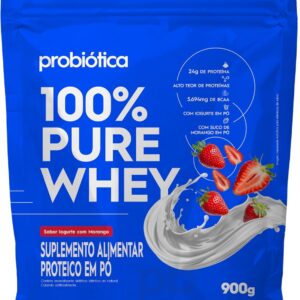 71lWjZlIWlL._AC_SL1500_.jpg Probiótica 100% Pure Whey Nova Fórmula - 900G Refil Iogurte com Morango --radardasaude