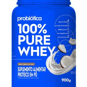 71lhvLgWL._AC_SL1500_.jpg Probiótica 100% Pure Whey, Sabor Iogurte C/Coco - 900 g