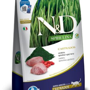 N&D Spirulina para Gatos Adultos de Todas as Raças Sabor Cordeiro, Spirulina e Goji Berry 1,5Kg-radardasaude