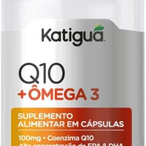 Katiguá, Coenzima Q10 + Ômega 3, Alta concentração de EPA & DHA, Sem sabor, 30 Cápsulas Soft Gel • 30 doses, Laranja