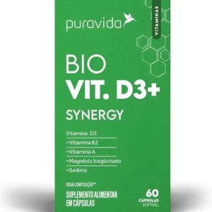 Vitamina D3+K2 SYNERGY com 60 Cápsulas Softgel- Pura Vida-radardasaude