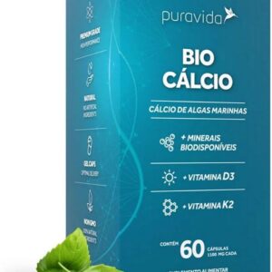 Bio Cálcio com Vitaminas D3 e K2-60 Cápsulas - Puravida-radardasaude