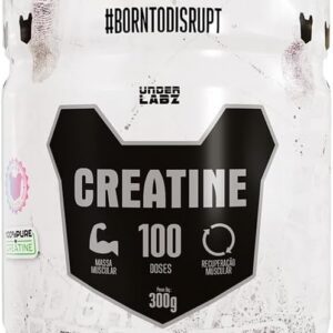 Under Labz | Creatine Born to Disrupt – 100% Creatina Pura Monohidratada | Força, Volume Muscular e Resistência Física – Sem Sabor – 300g – 60 Porções