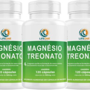 Magnesio Treonato 500mg Life One 360 Cápsulas Kit 3 Unidades