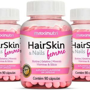 03 HairSkin Femme Biotina e Minerais 90 Cápsulas Maxinutri-radardasaude