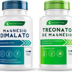 Kit Mix Magnesio Dimalato + Treonato 100% Puro Importado 500mg 240Cáps Ecomev