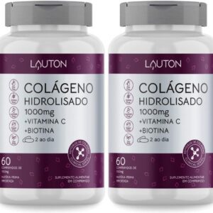 Colageno Hidrolisado 1000mg com Vitamina C + Biotina - Kit 2 Potes - Fórmula Concentrada Lauton-radardasaude
