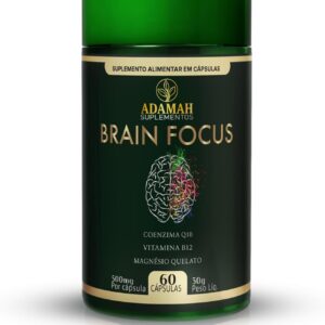 Brain Focus Nootrópico: Memória, Foco e Concentração para Estudo e Trabalho. Com Fosfatidilserina, Coenzima Q10, Citrulina, Tirosina e Cafeína. Energia Mental Limpa - Adamah, 60 Cápsulas-radardasaude