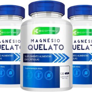 3Un Magnesio Quelato 100% Puro 500mg 360Cáps Maxima Absorção Kit 6 Meses Ecomev