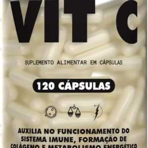 Vitamina C 1000mg Por Dose Pote 120 Capsulas Ácido ascórbico Auxilia no Sistema Imune Antioxidante Rende 60 Doses Matéria Prima Importada - Body Nutry
