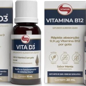 Combo Vitamina D3 Gotas 2000ui Por Gota (10 Ml) e Vitamina B12 Metilcobalamina Líquida 20ml Vitafor-radardasaude