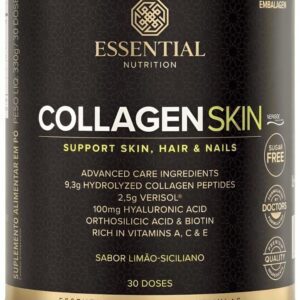 Essential Nutrition Collagen Skin, Colágeno Hidrolisado com Verisol, Sabor Limão Siciliano, 330g, 30 Doses-radardasaude