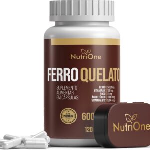 61wMRJSzNL._AC_SL1500_.jpg Fórmula Premium Ferro Quelato + Vitamina C, Zinco, Metilfolato e Vitamina B12 120 Cápsulas - Nutrione-radardasaude