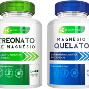 Mix Magnesio Treonato + Quelato 500mg 100% Puro Concentrado 240Cáps Ecomev