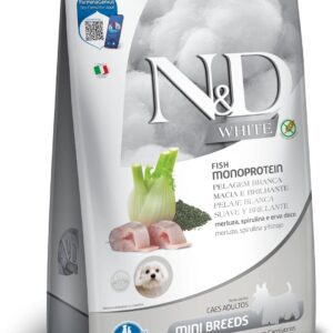71ANLepCjTL._AC_SL1500_.jpg N&D White para Cães Adultos de Raças Mini e Pequenas Sabor Merluza, Spirulina e Erva Doce 2Kg-radardasaude