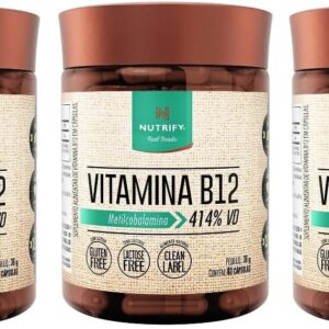 71IIXbqNd9L._AC_SL1200_.jpg Kit 3 Vitamina B12 Metilcobalamina Nutrify 60 Cápsulas-radardasaude
