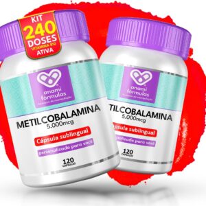 Kit 2un Metilcobalamina 5.000mcg MAX DOSE B12 Ativa SUBLINGUAL de Absorção Rápida – 120 Cápsulas - Suplemento Alimentar Sublingual-radardasaude