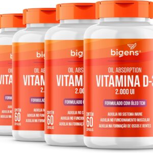 71MO6zop7YL._AC_SL1500_.jpg Vitamina D3 2000ui, Softgel, Em Óleo Tcm (mct), Bigens (Kit 4)