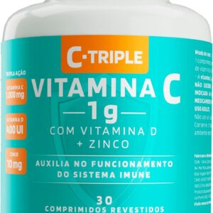 Vitamina C 1g + D 400 ui + Zinco 10mg 30 Comprimidos - C-Triple - Imunidade e Antioxidante
