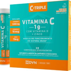 Vitamina C Efervescente 1g + D 400 ui + Zinco 10 mg 30 Comprimidos - C-Triple - Imunidade e Antioxidante
