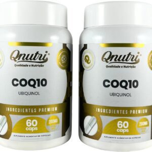 Kit 2 Coenzima Q10 200mg 60 Cápsulas Suplemento Alimentar CoQ10 200mg 120 unidades Qnutri-radardasaude